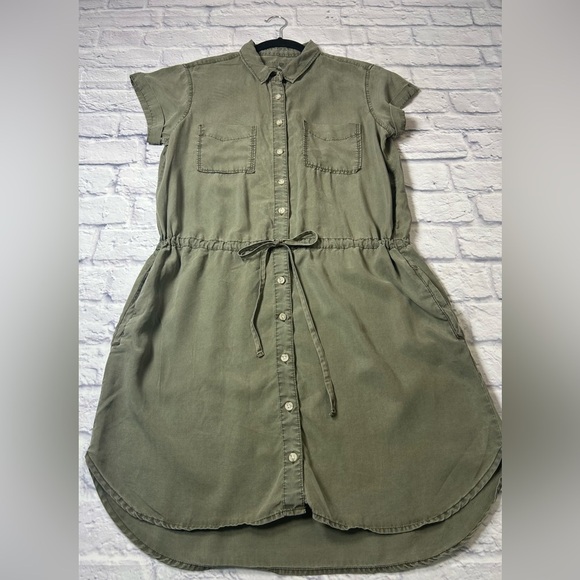 Thread & Supply Olive Green Shirt Dress. Size Large. Perfect for FALL!! - Picture 5 of 10